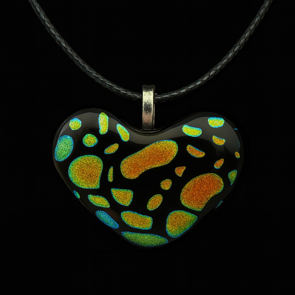 936-Gold/Green Dichroic Glass Pendant