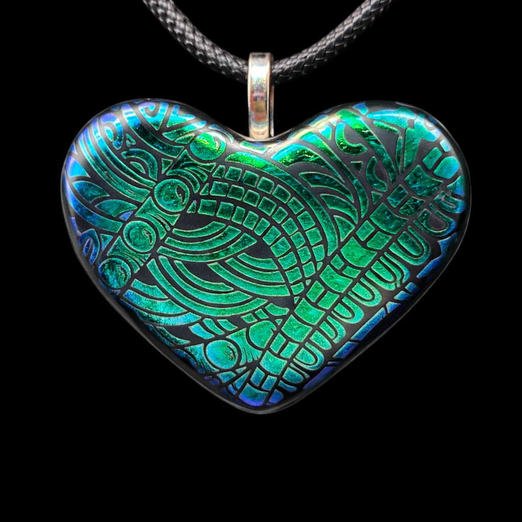 978-Rich Emerald Green Dichroic Glass Oendant