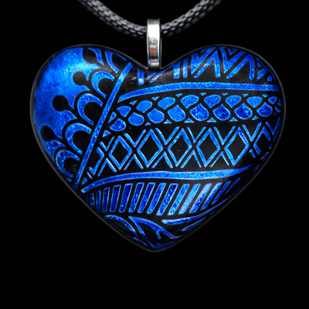 998-Blue Dichroic Heart Pendant