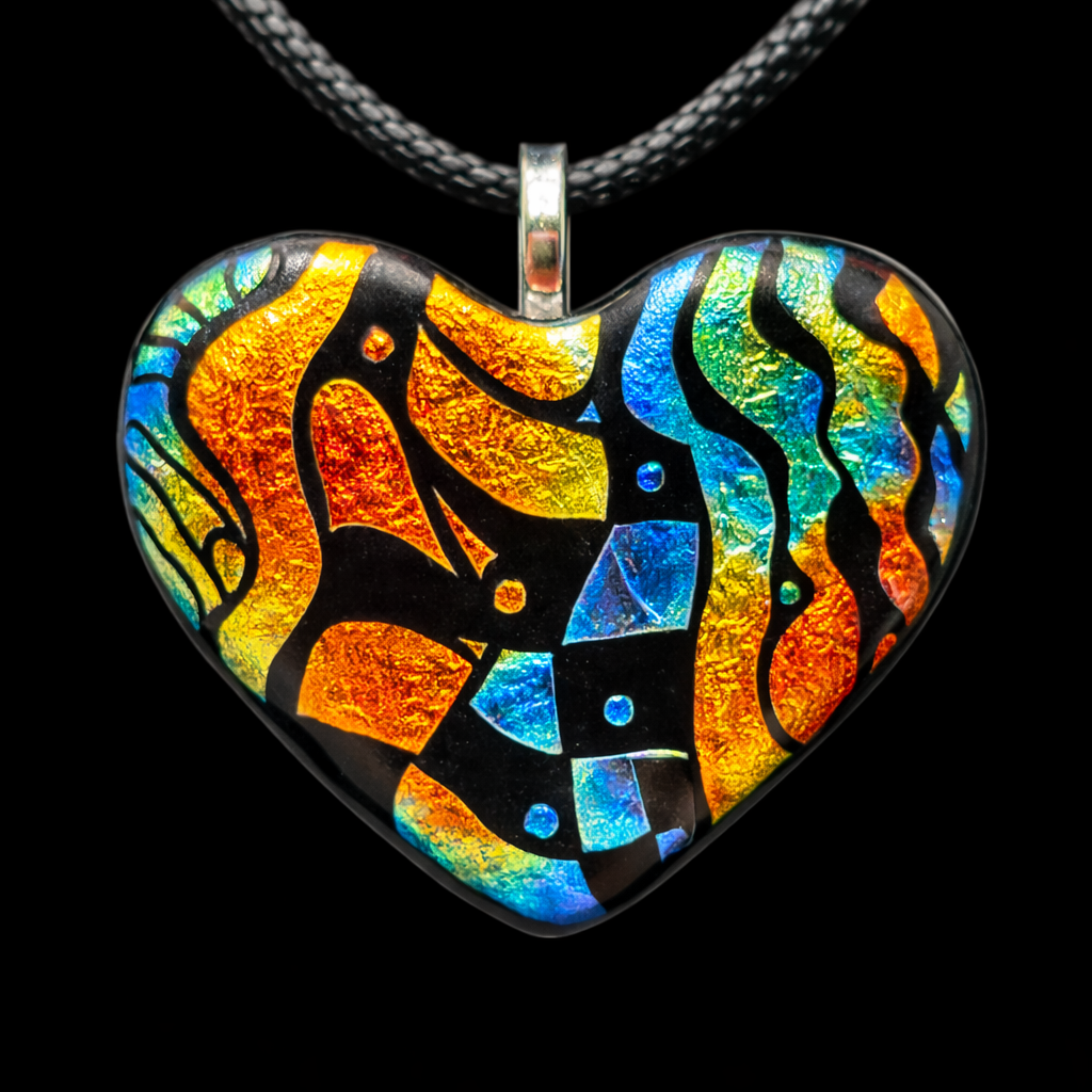 988-Multicolored Dichroic Glass Pendant