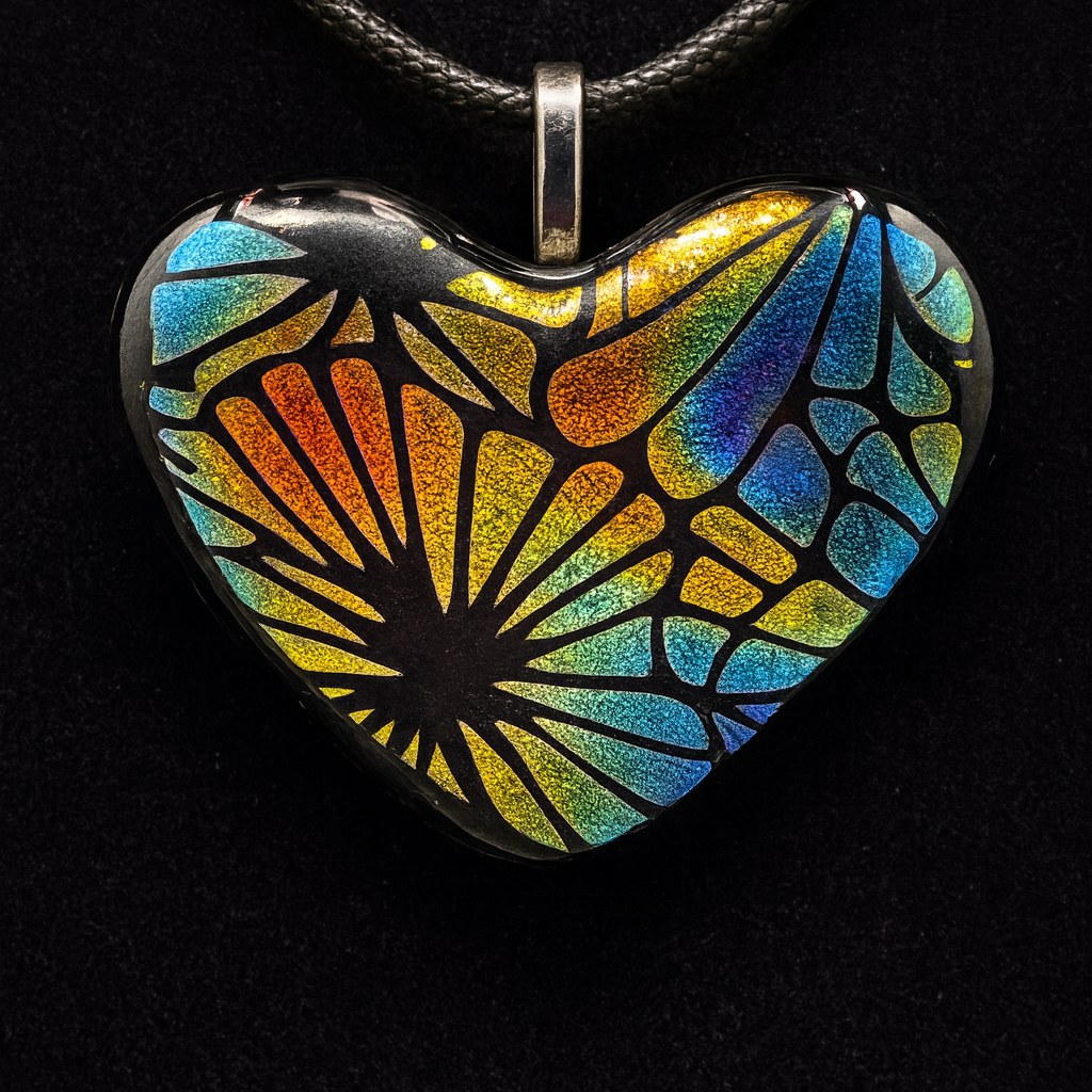 948-Multicolored Dichroic Heart Pendant