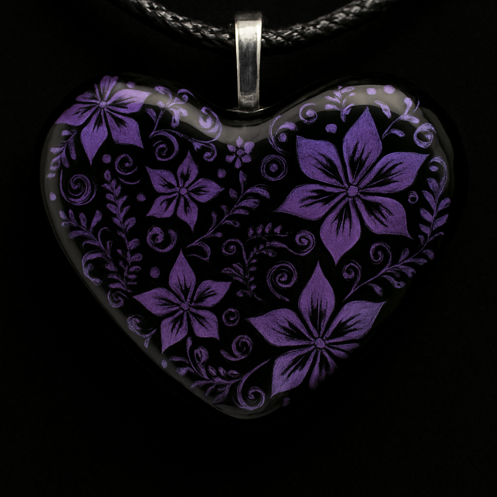 964- Purple Flowers Dichroic Pendant