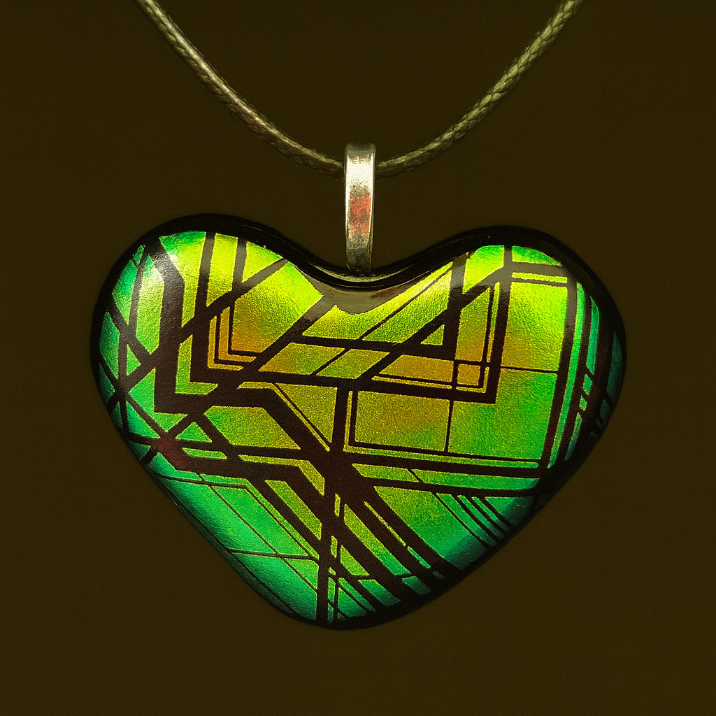 933- Green/Gold Dichroic Glass Pendant