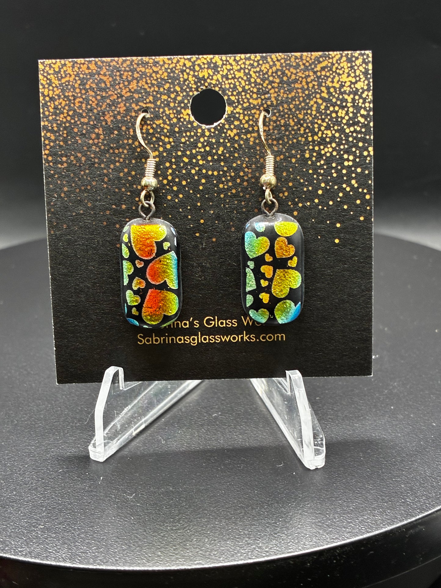426-Multicolored Heart Dichroic Earring