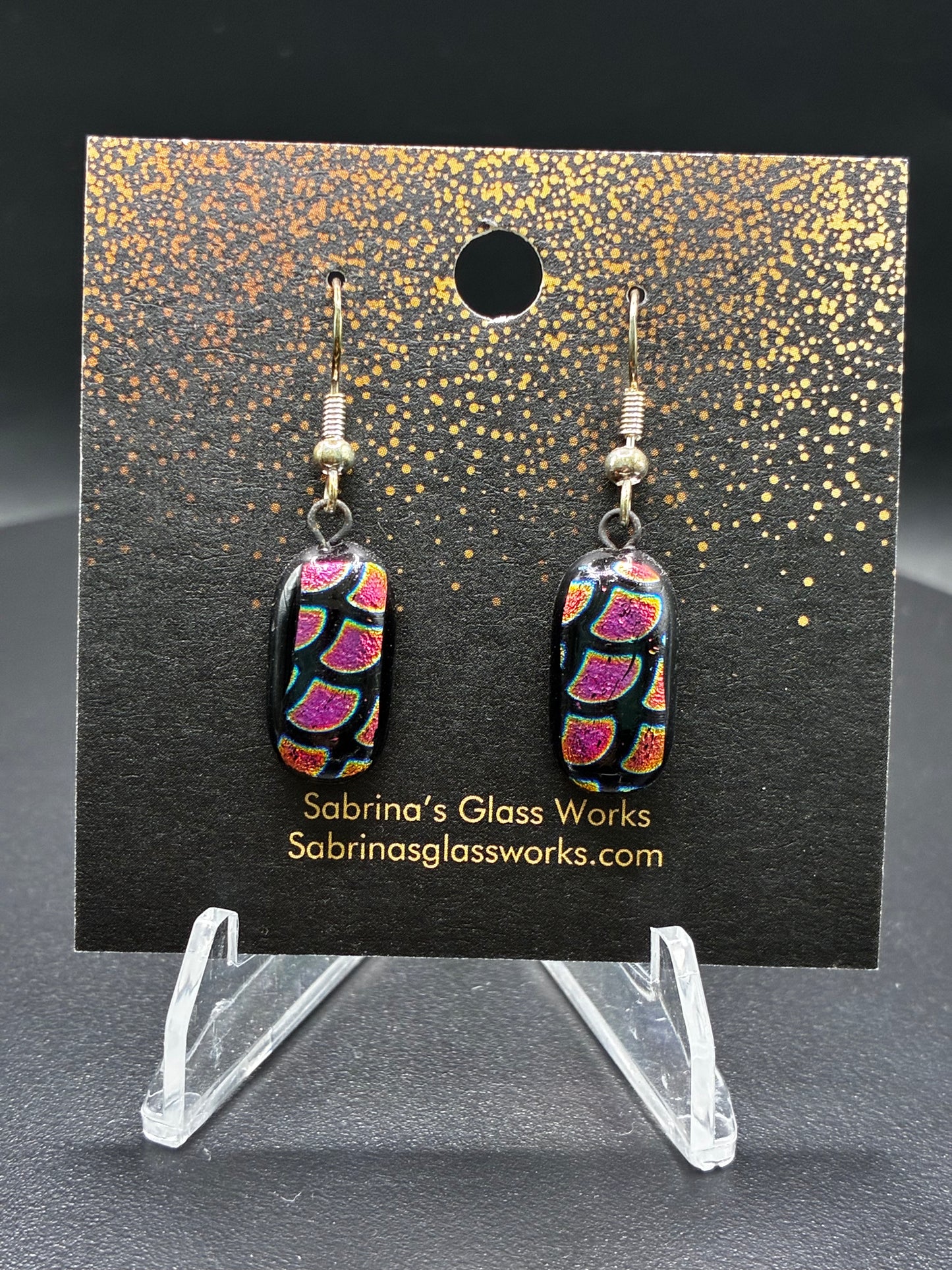 422- Purple/black/green Dichroic Earrings