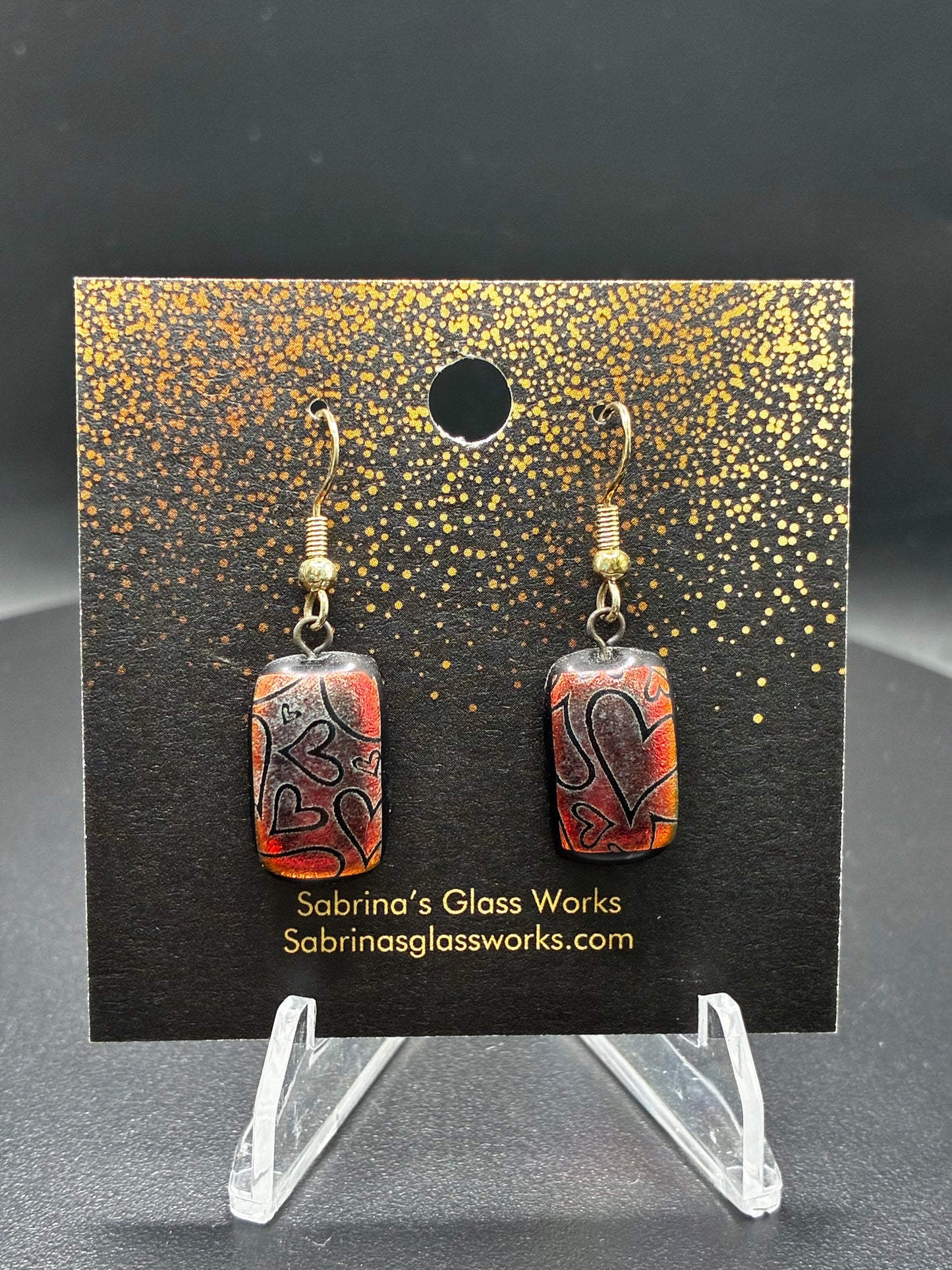420- Brick red Dichroic Earrings