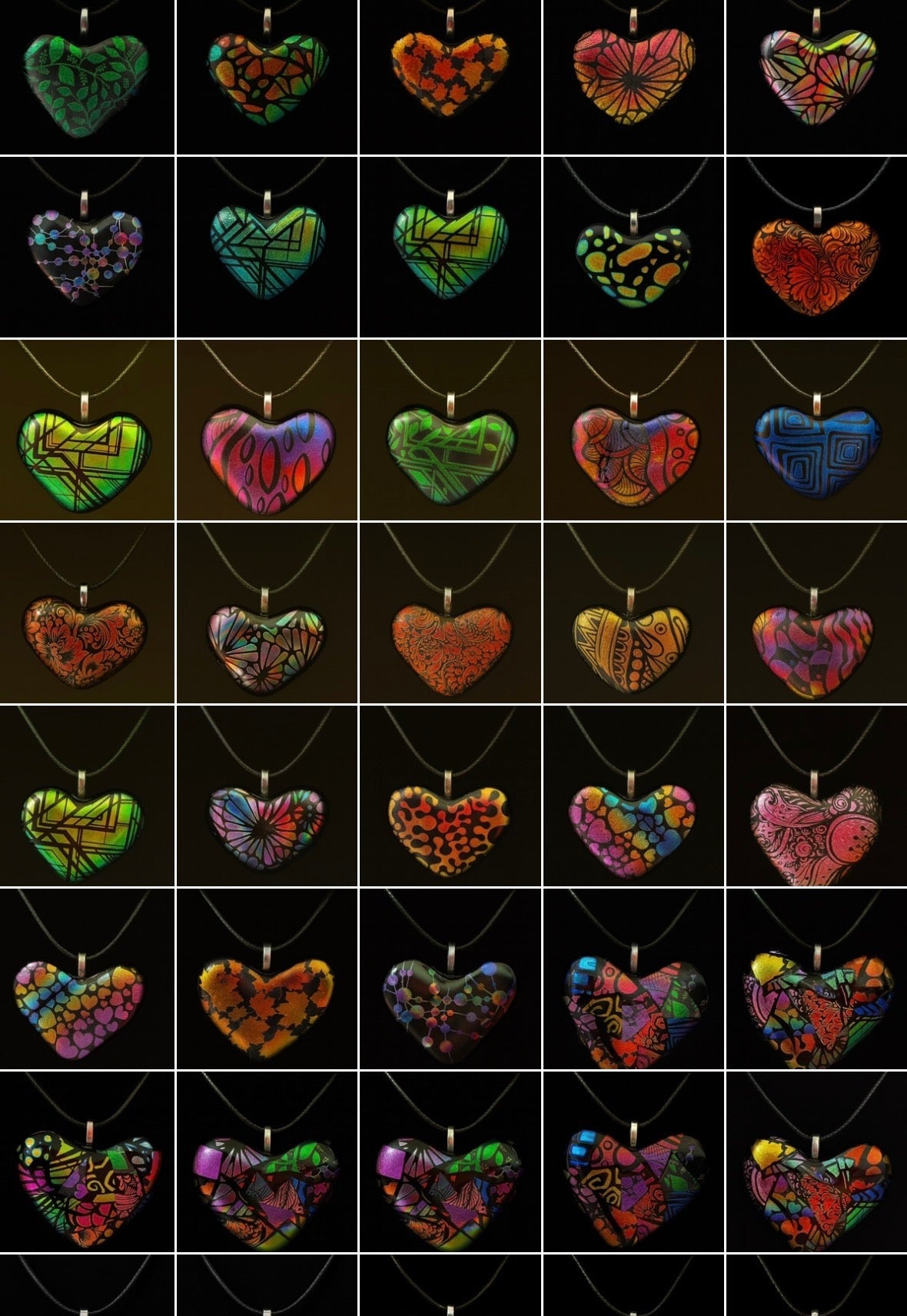 Dichroic Glass Heart Pendants (small 900 series)