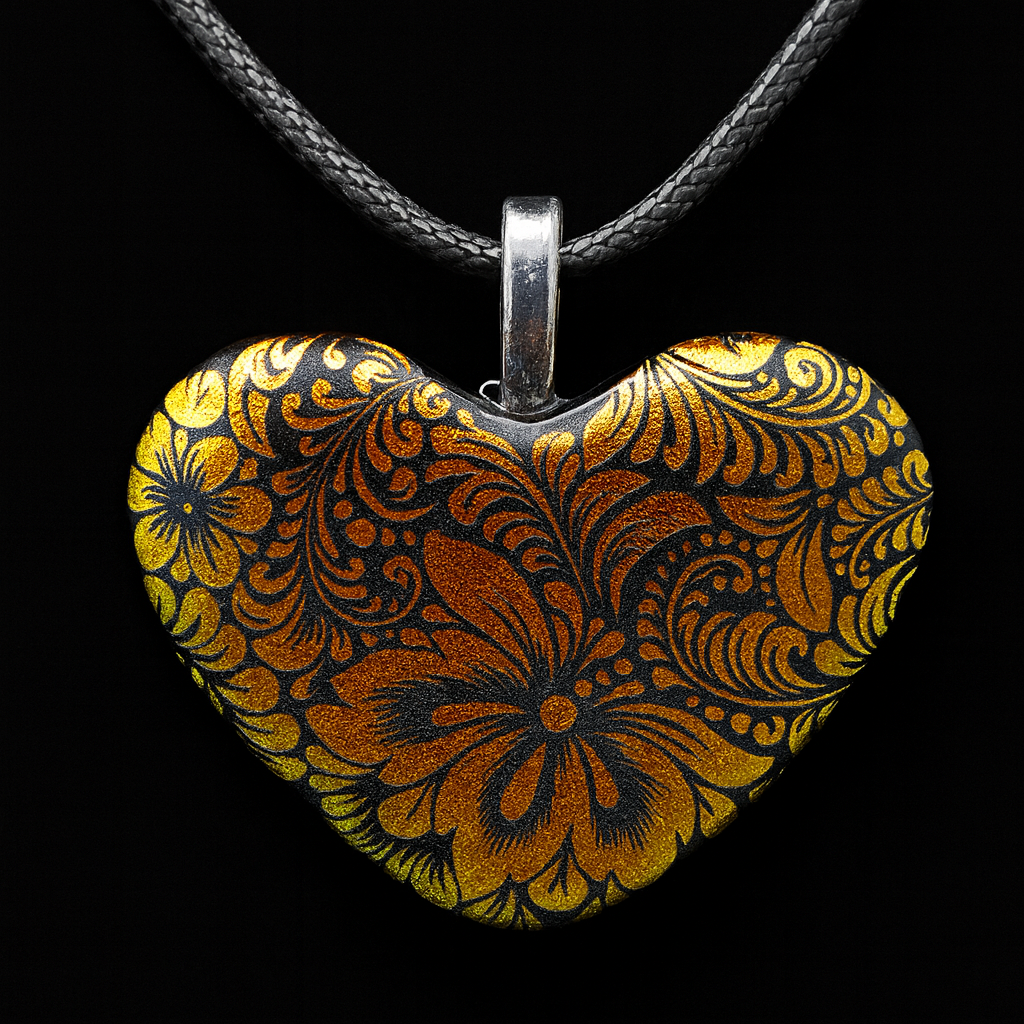 904- Copper colored Dichroic glass pendants