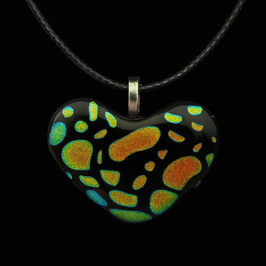 936-Gold/Green Dichroic Glass Pendant