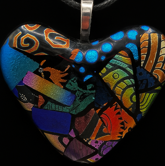 801- Large multicolored Dichroic glass Pendant