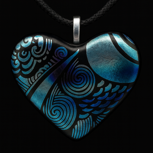 967-Blue and Silver Dichroic Pendant