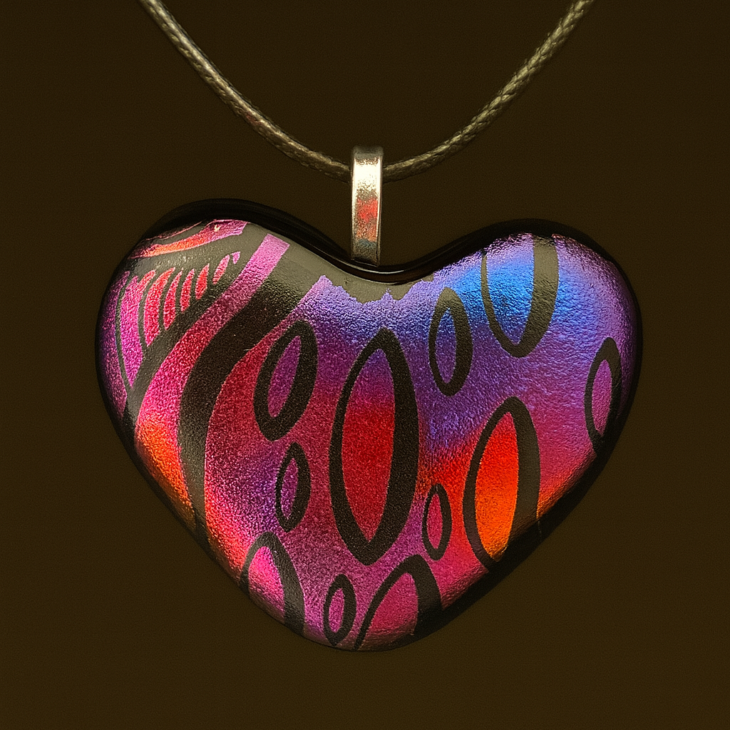 932-Multicolored Dichroic Heart Pendants