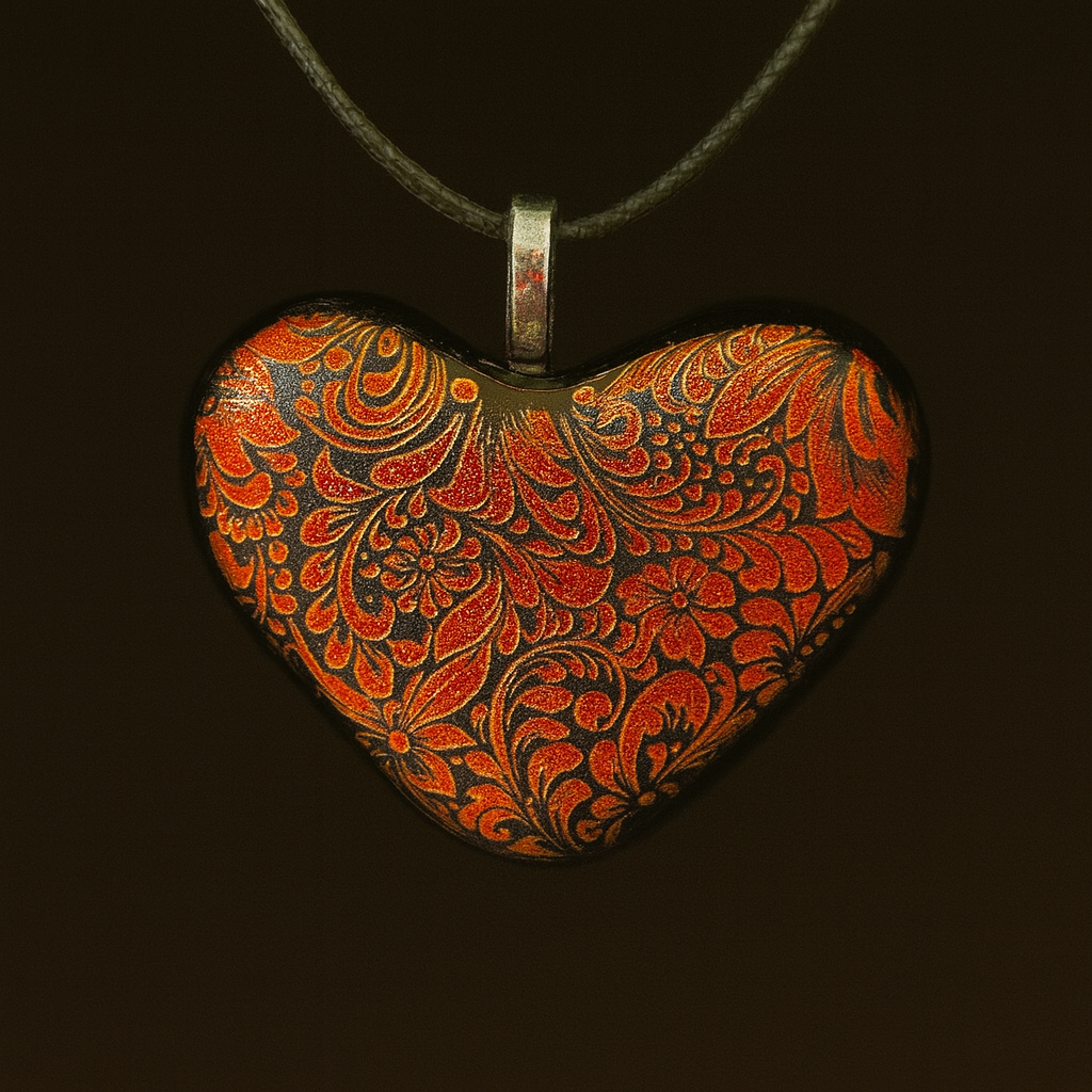 923-Orange/Red Dichroic Glass Pendant