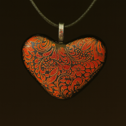 923-Orange/Red Dichroic Glass Pendant