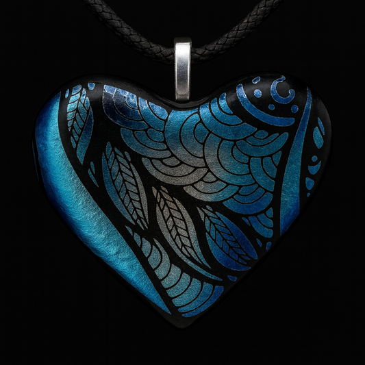 965-Blue and Silver Dichroic Pendant