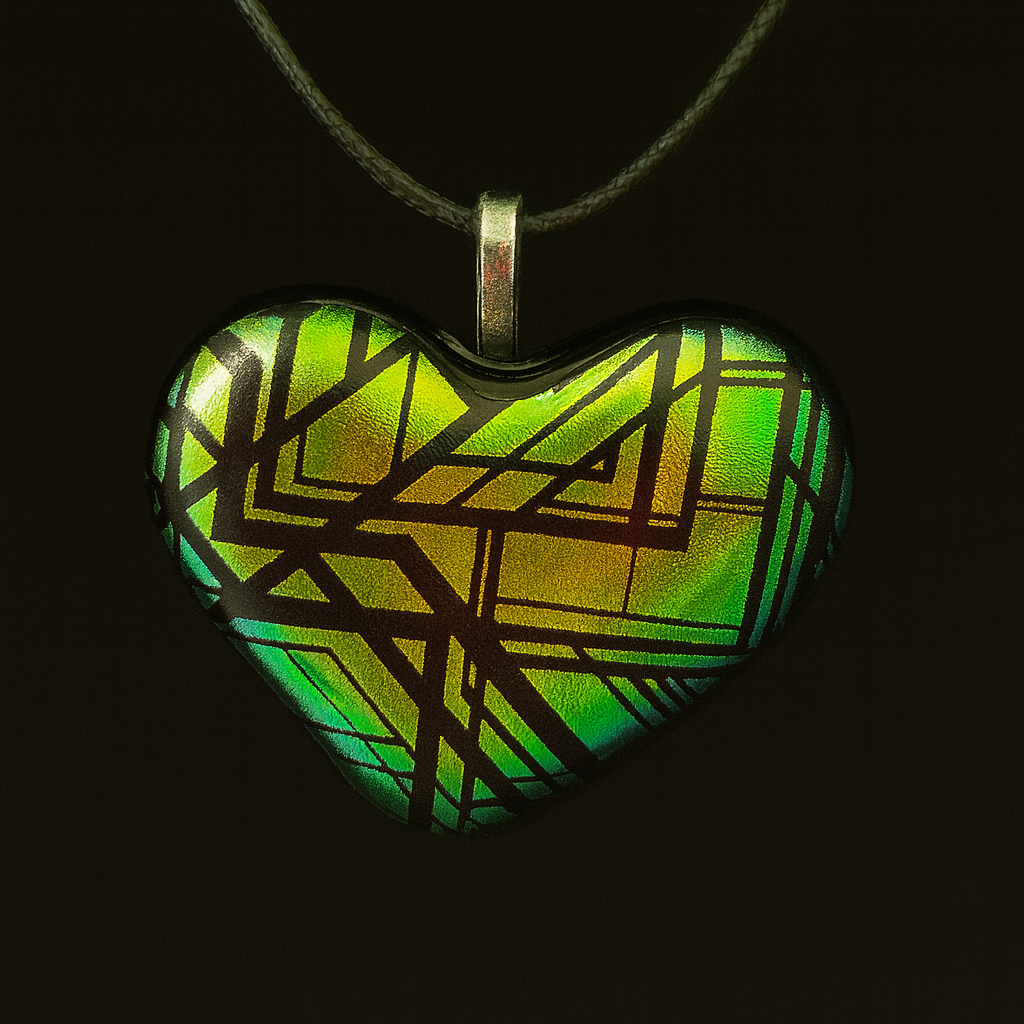 920-Green/Gold Dichroic Glass Pendant