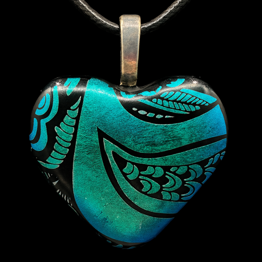 905-Multicolor Dichroic fused glass heart PENDANT