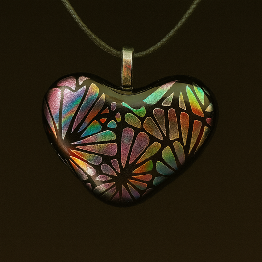 924-Multicolored Dichroic Heart Pendant