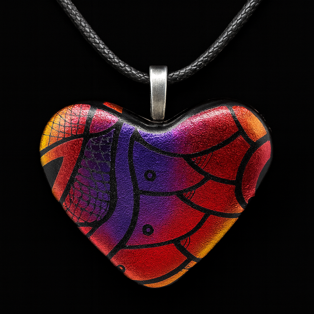 914- Multicolored pink/purple Dichroic heart pendant