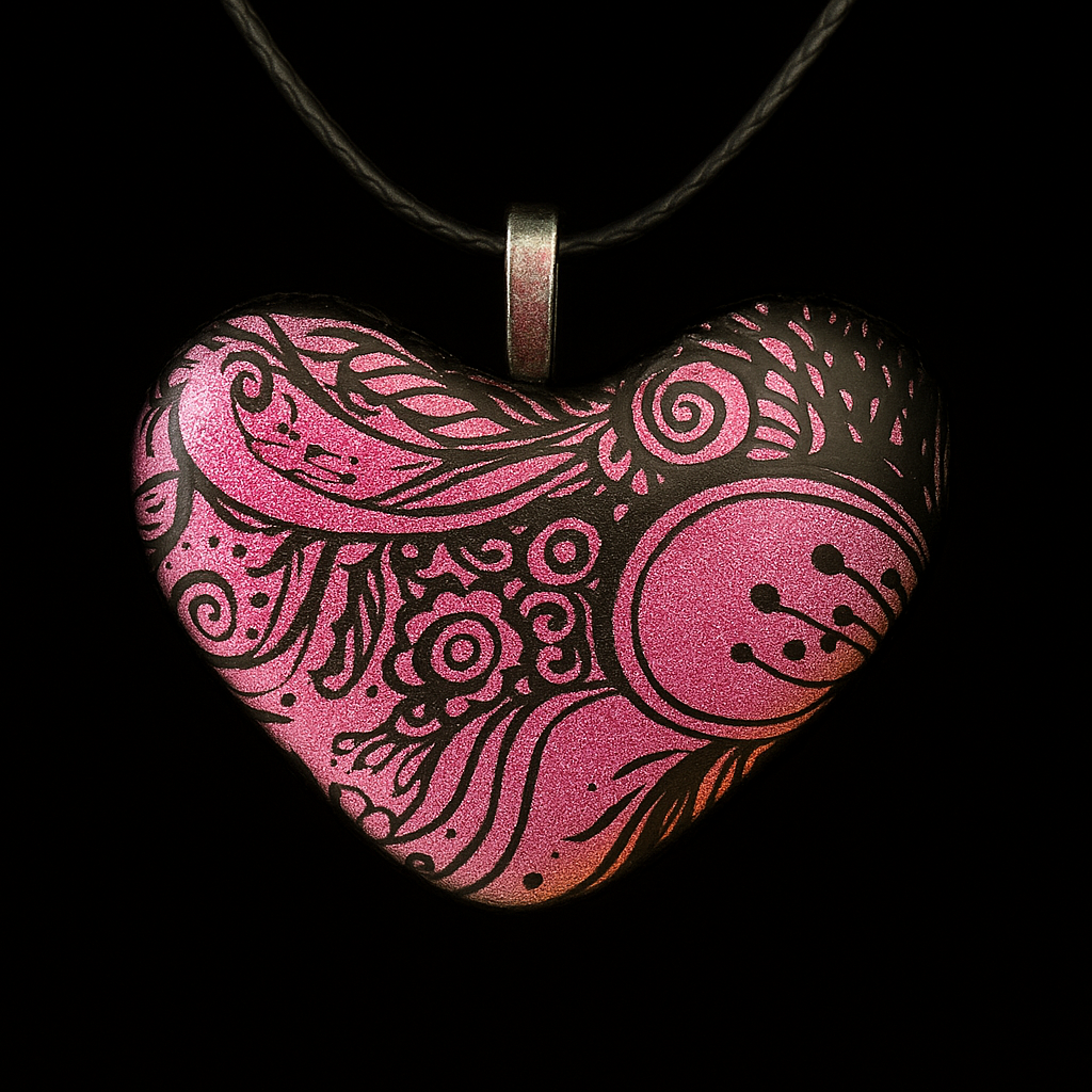 916- Pink and Black Dichroic Glass Pendant