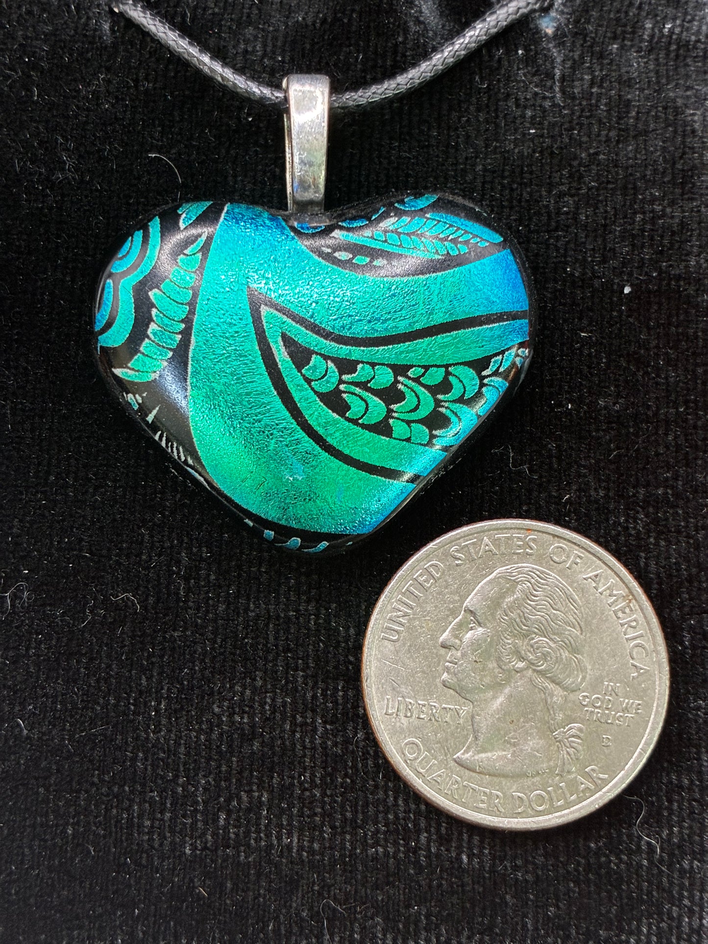 905-Multicolor Dichroic fused glass heart PENDANT