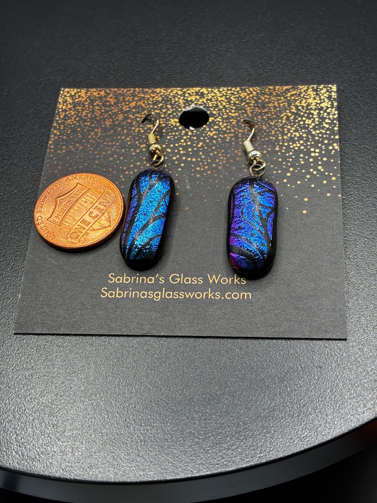 411-Blue and pink Dichroic earrings