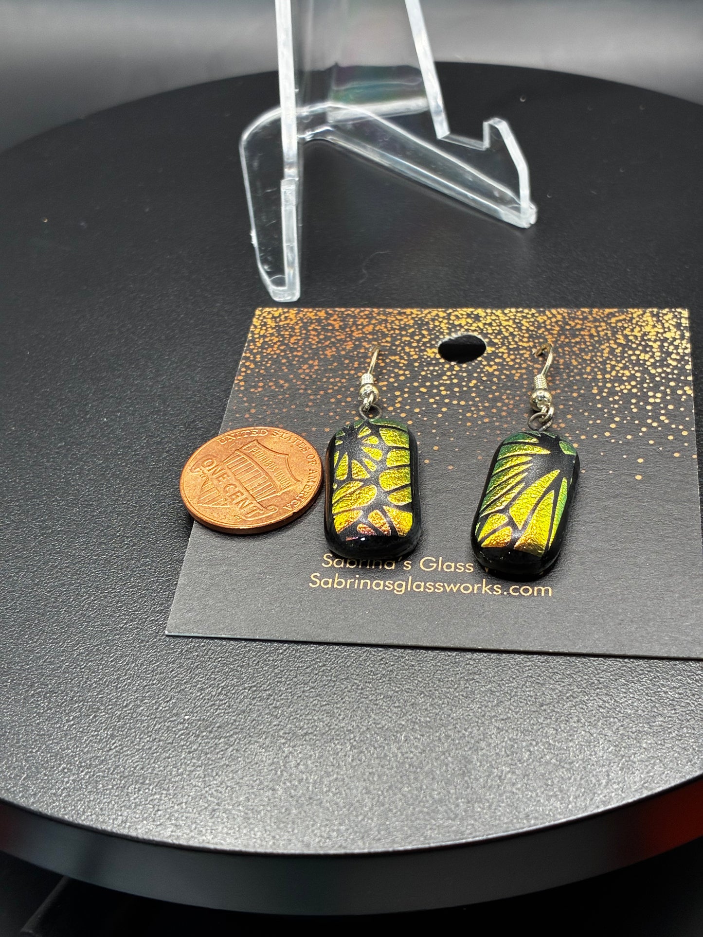 413- Rosegold Dichroic earrings