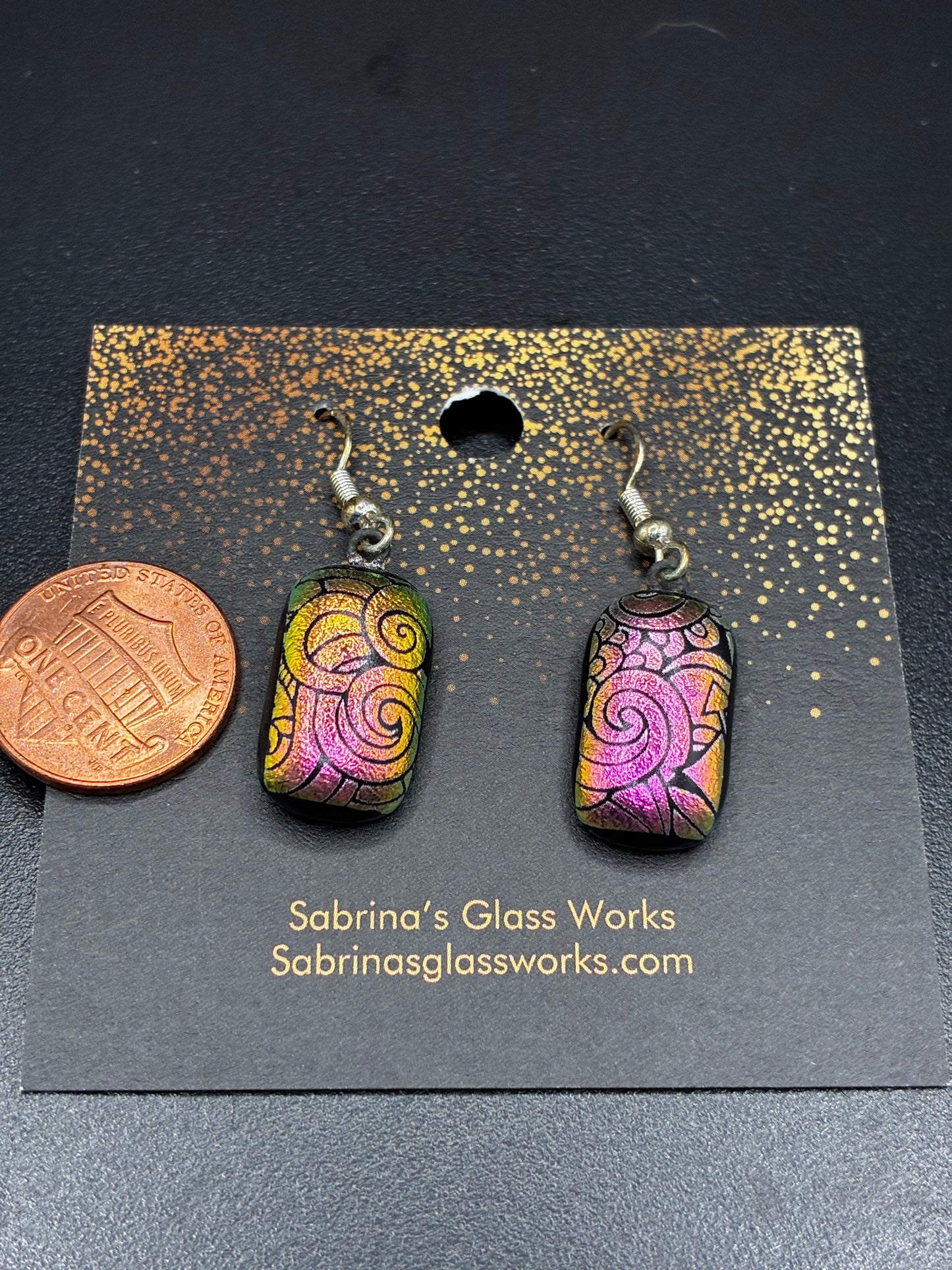 438- Rosegold Dichroic Earrings