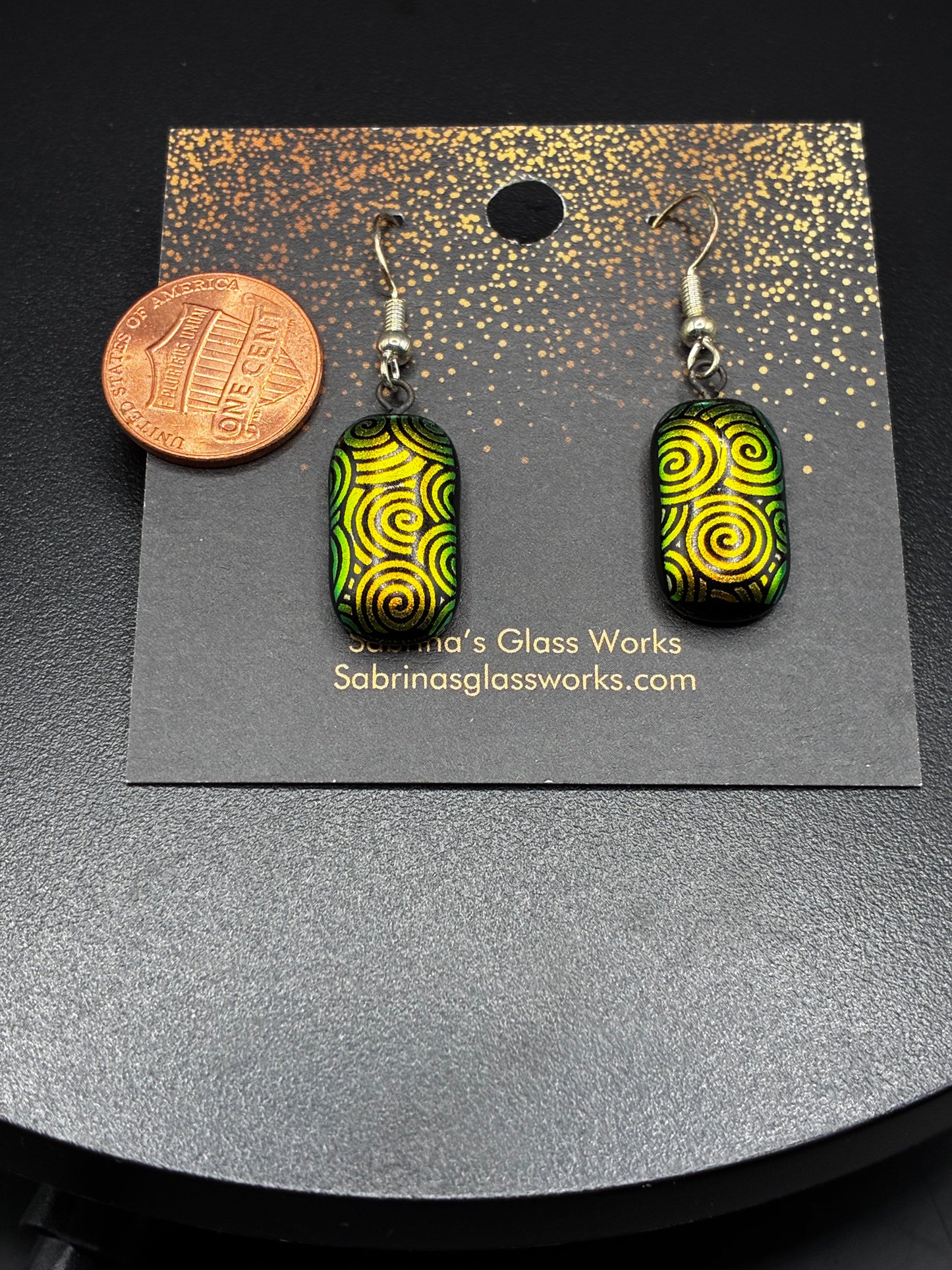 441-Gold and Black Dichroic Earring