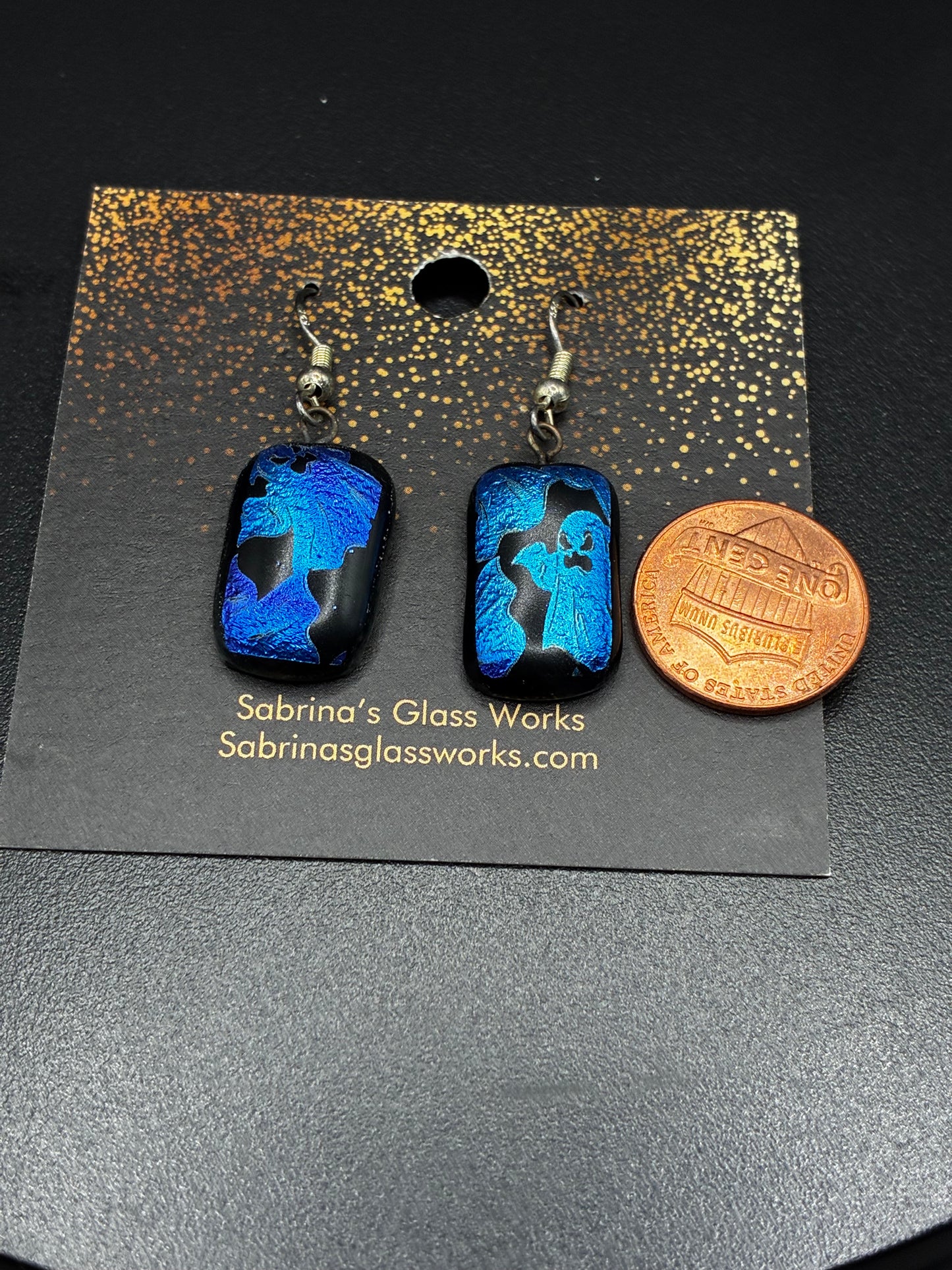 442- Boo!  Blue Ghost Dichroic Earrings
