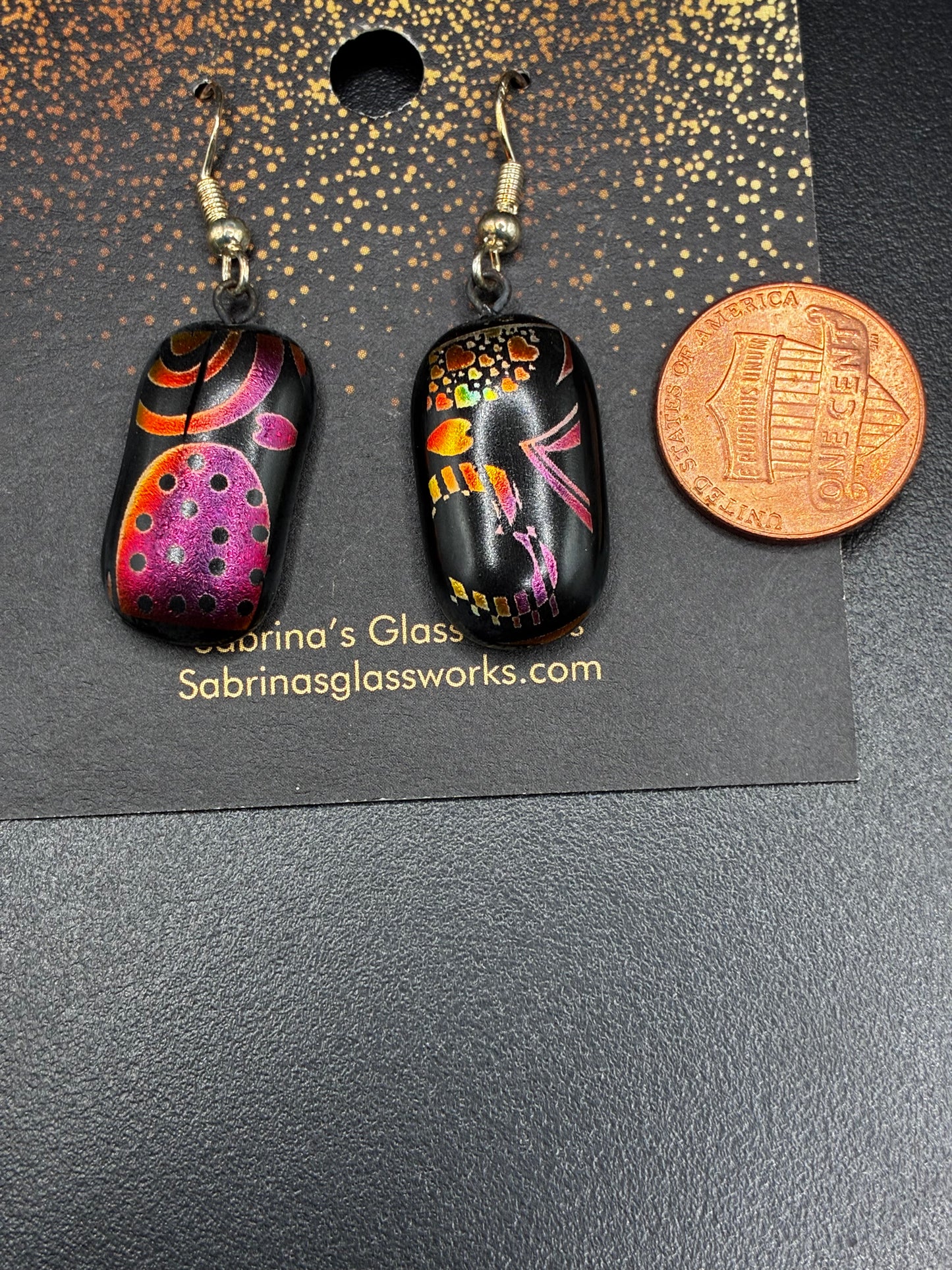 443- Multicolored Heart Dichroic Earrings