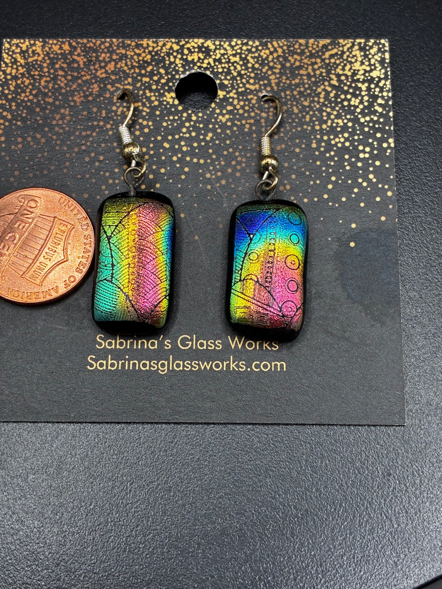 444- Multicolored Dichroic Earring