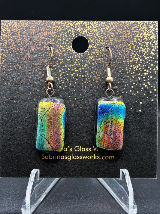 444- Multicolored Dichroic Earring
