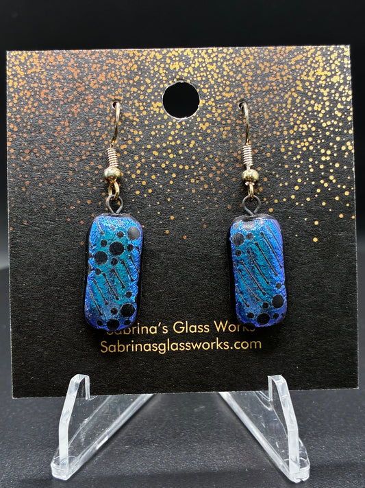 450- Blue/black dichroic earrings