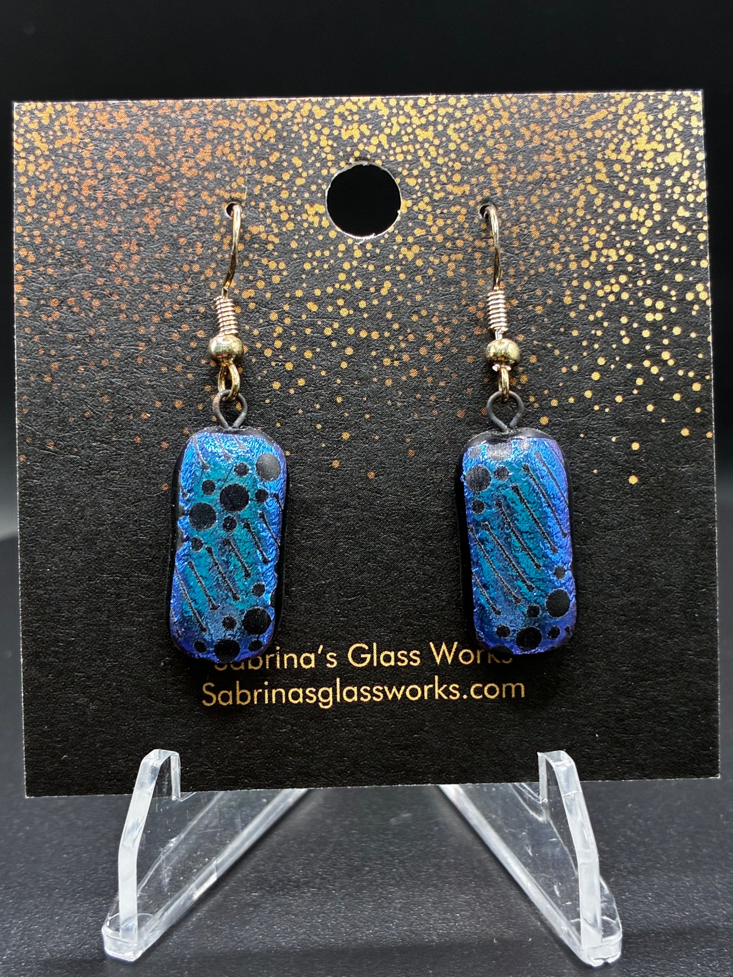 445- Electric Blue Dichroic Earrings