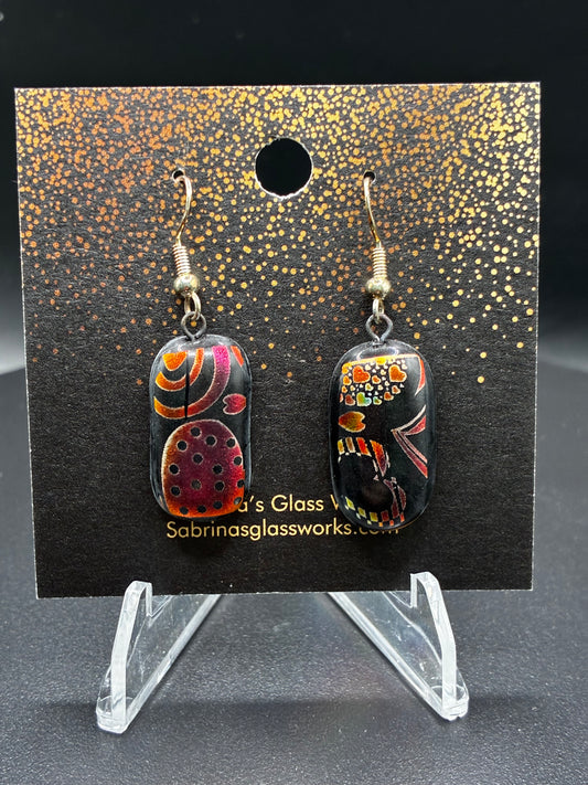 443- Multicolored Heart Dichroic Earrings