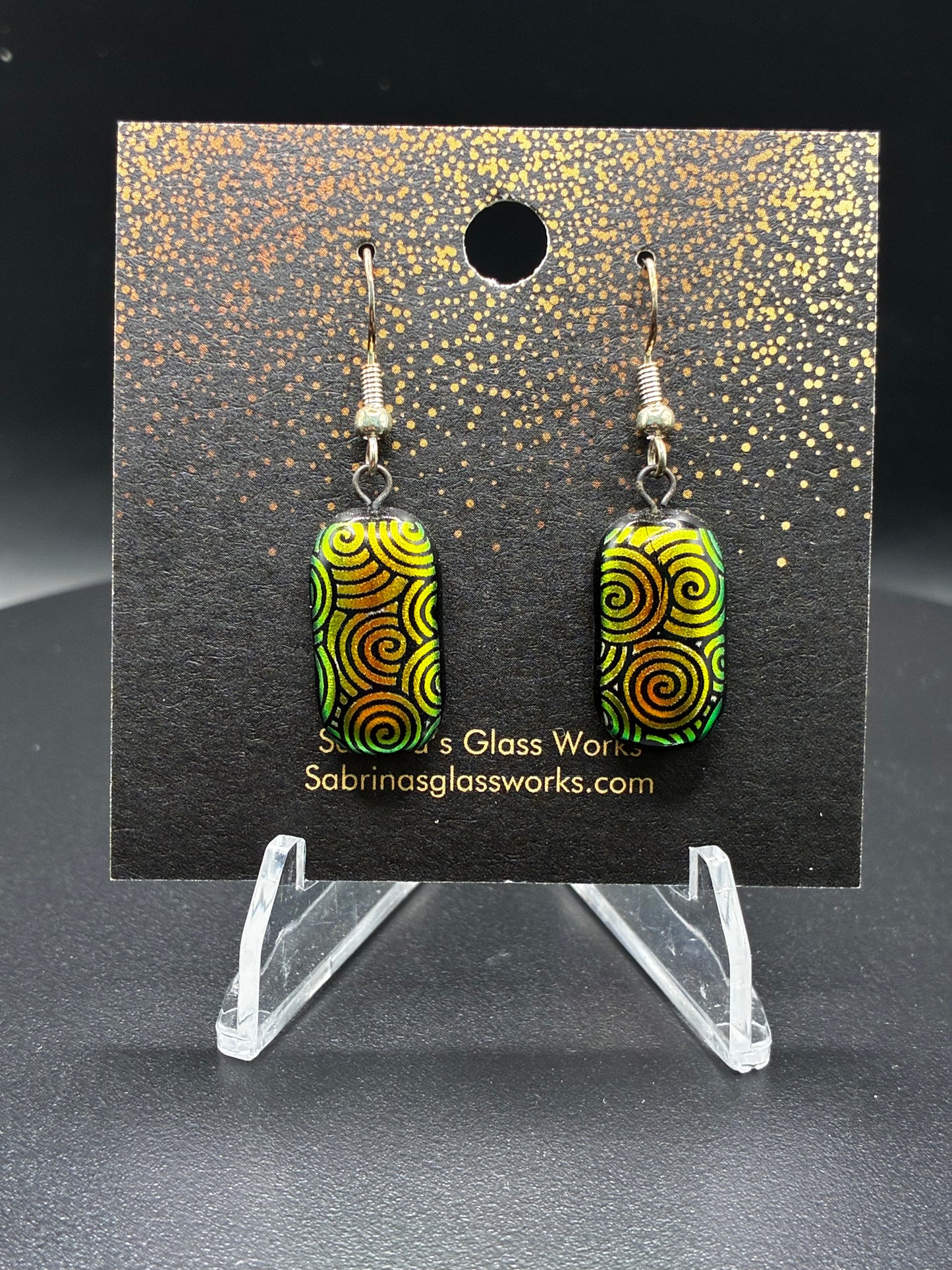 441-Gold and Black Dichroic Earring