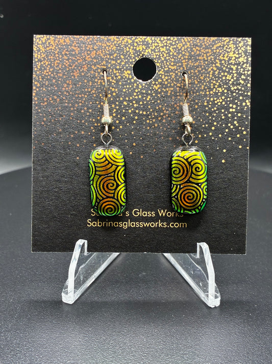 441-Gold and Black Dichroic Earring
