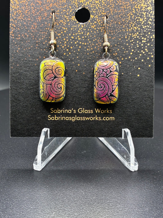 438- Rosegold Dichroic Earrings