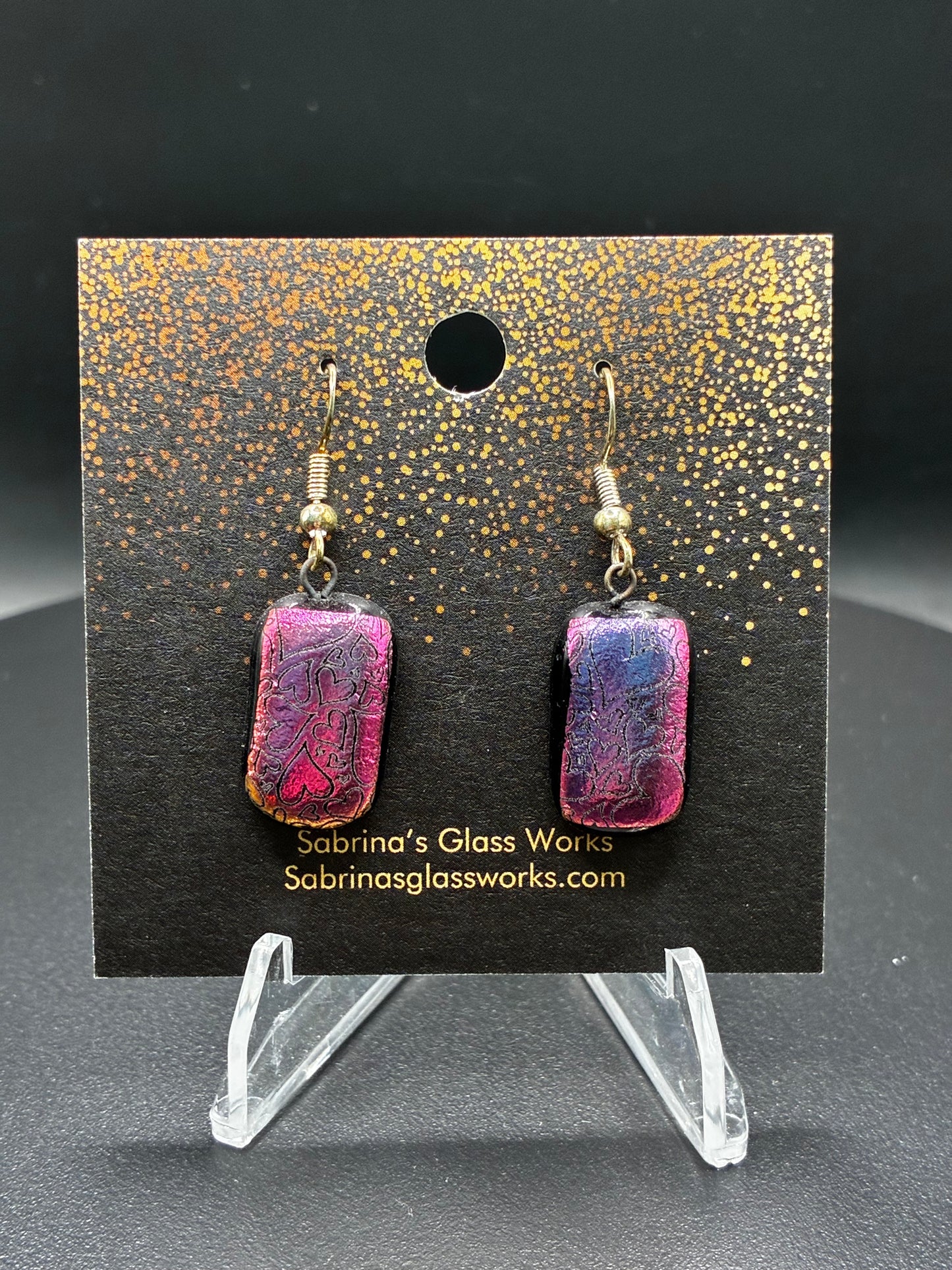434- Purplish/Pink Dichroic earrings.