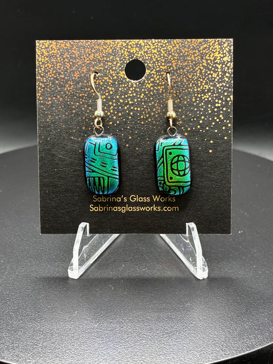 429-Green and Black Dichroic Earrings
