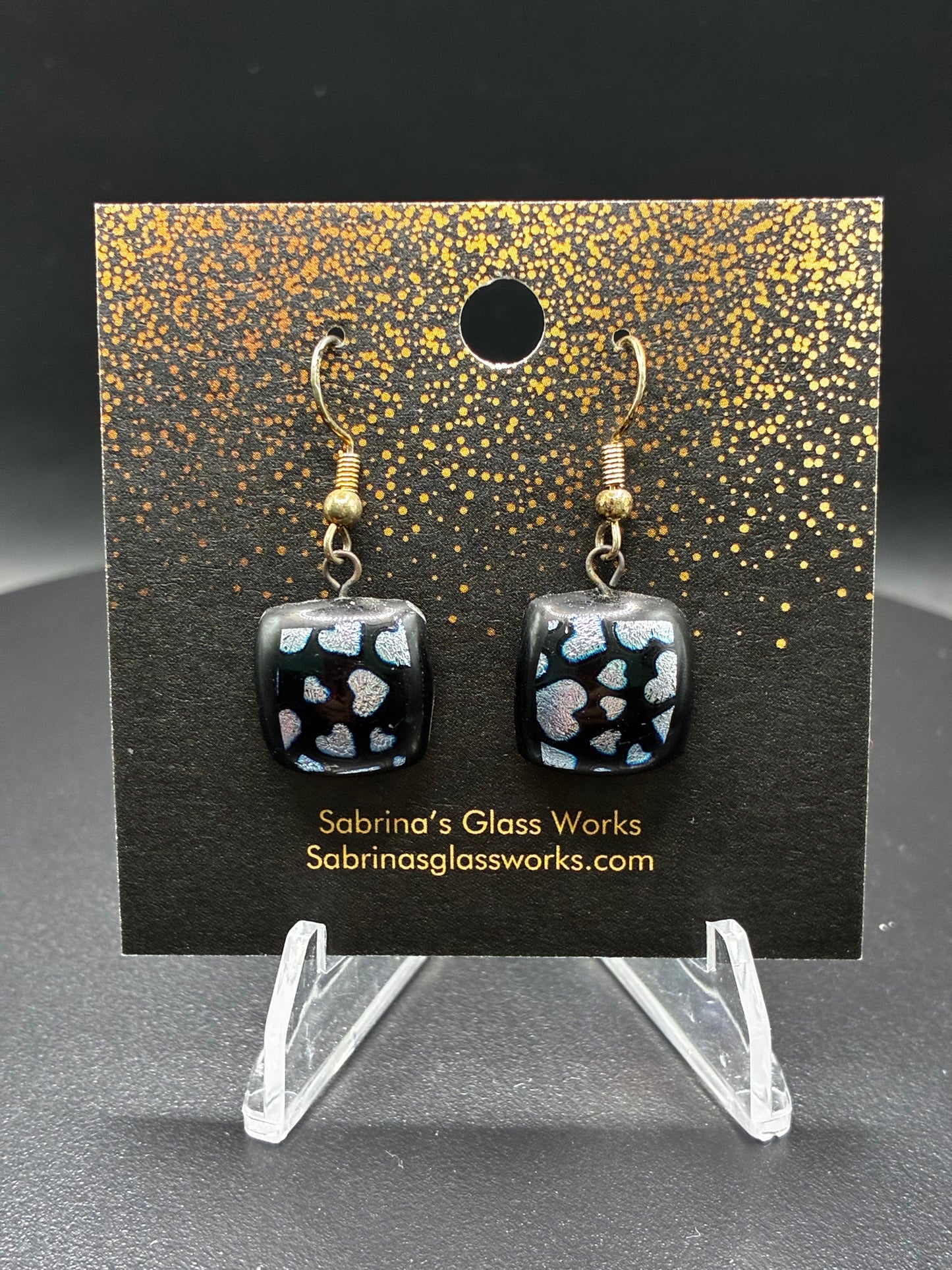 430- Silver Heart Dichroic Earrings