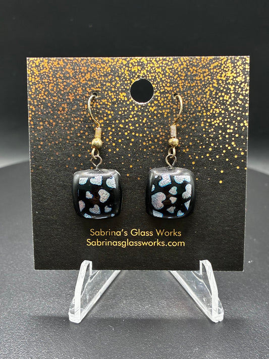 430- Silver Heart Dichroic Earrings