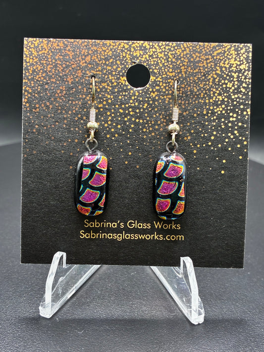 422- Purple/black/green Dichroic Earrings
