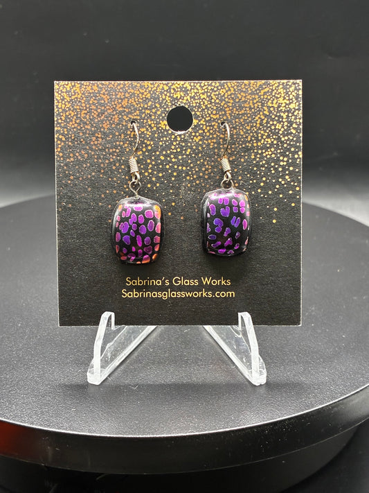 421-Purple Leopard Dichroic Earrings