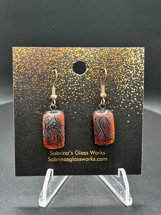420- Brick red Dichroic Earrings