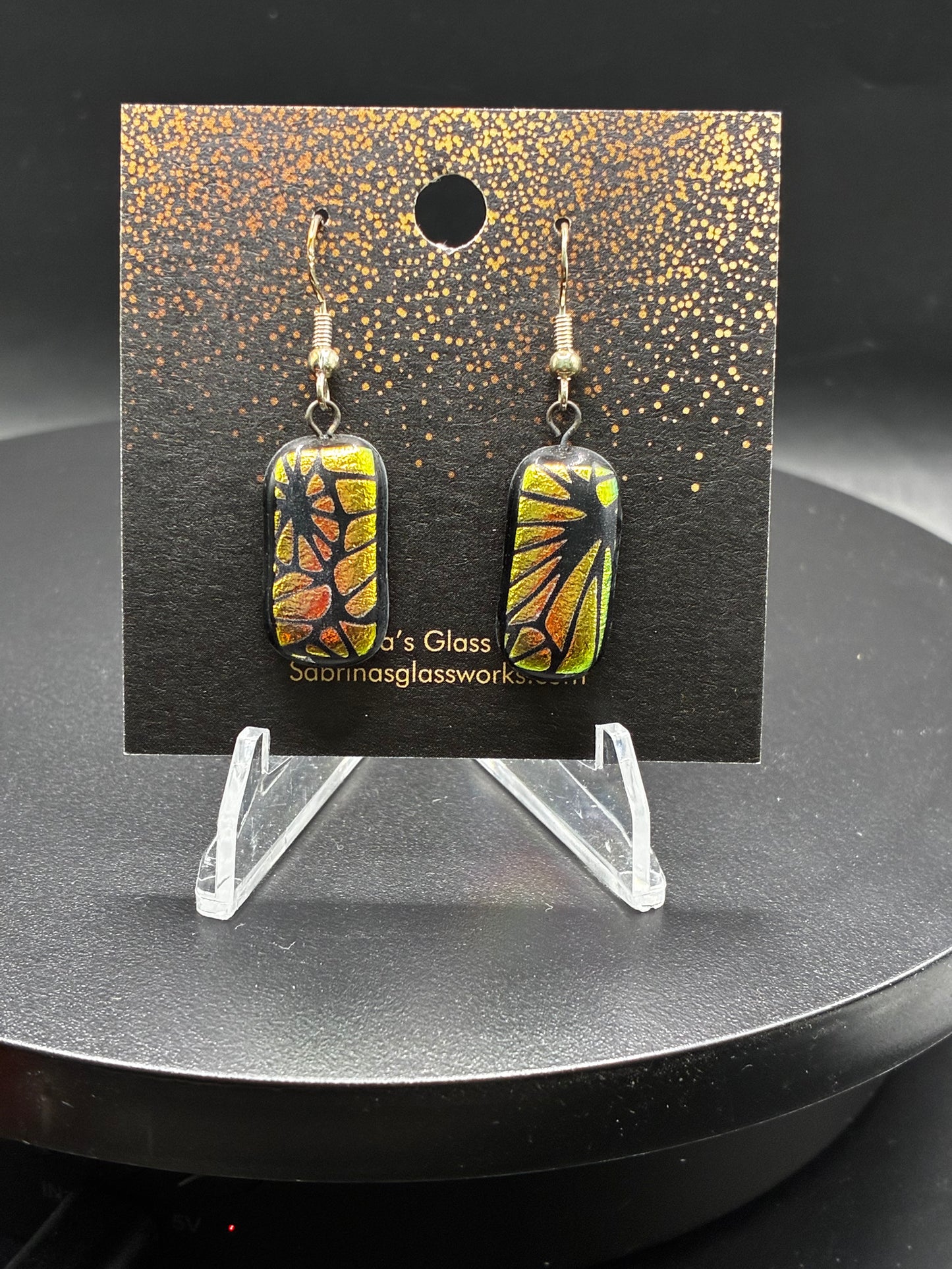 413- Rosegold Dichroic earrings