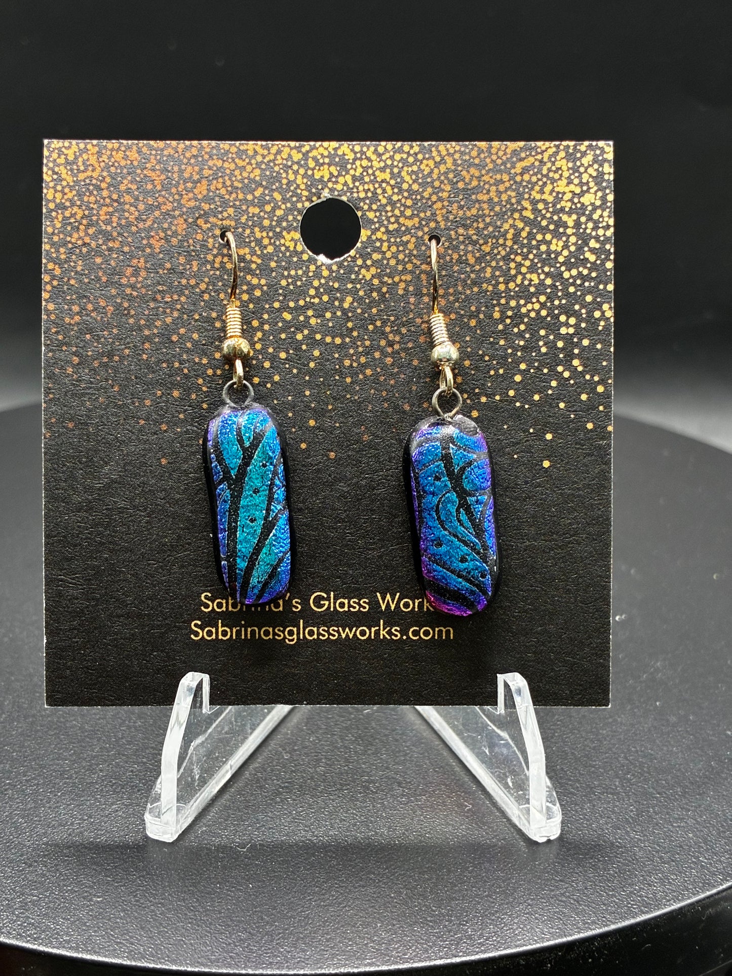 411-Blue and pink Dichroic earrings