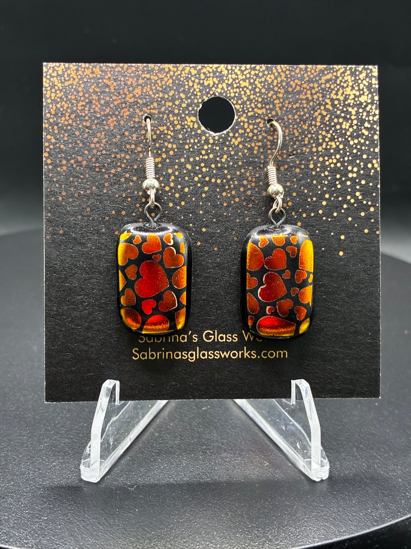 412-Dichroic Hearts, Red/Gold