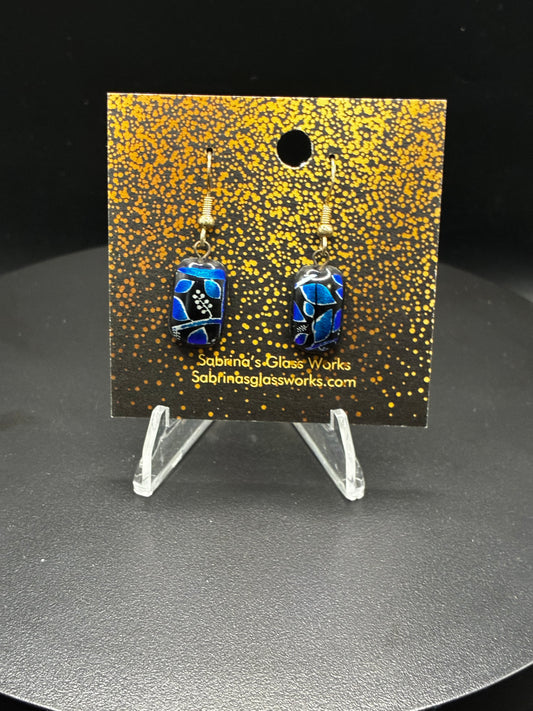 461-Blue Vines Dichroic Earrings